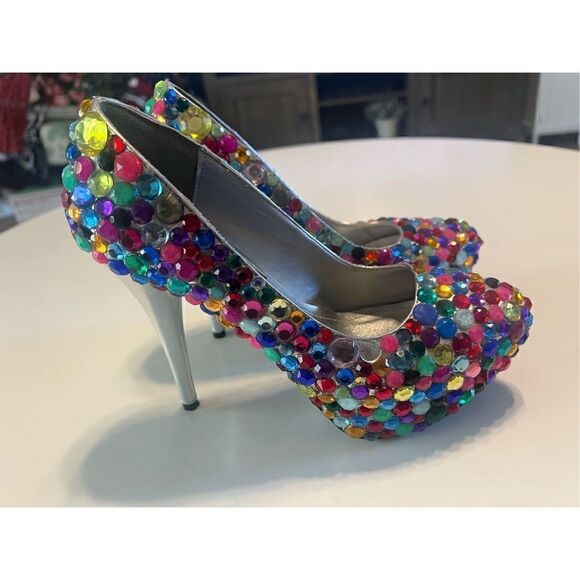 Haus of Price Women’s Size 7.5 Dazie Stilettos Multicolor Bling Designer Heels - Picture 11 of 16
